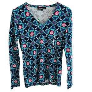 Jones New York Colorful Patterned V-Neck Women's Top